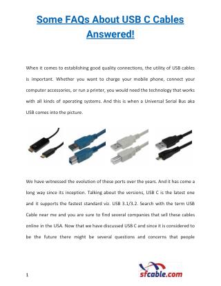 Some FAQs About USB C Cables Answered!
