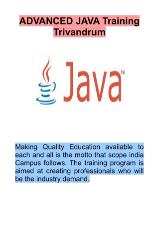 ADVANCED JAVA Training Trivandrum