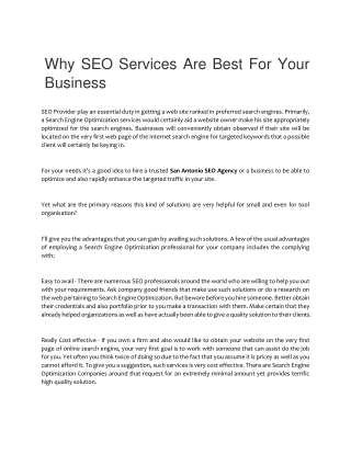 Why SEO Services Are Best for Your Business