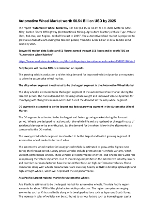Automotive Wheel Market worth 50.54 Billion USD by 2025