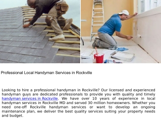 Professional Local Handyman Services in Rockville