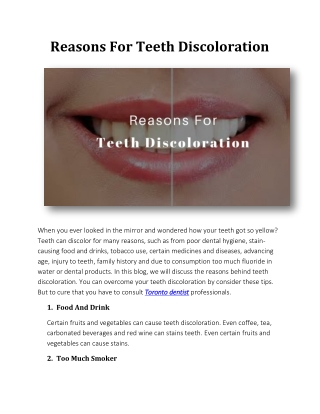 Reasons For Teeth Discoloration