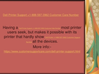 1-888-597-3962 Dell Printer Support Phone Number