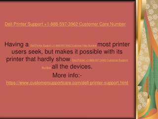 1-888-597-3962 Dell Printer Tech Support Phone Number