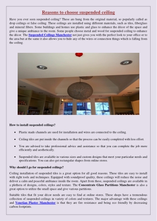 Reasons to choose suspended ceiling