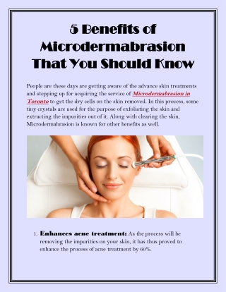 5 Benefits of Microdermabrasion That You Should Know