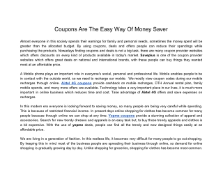 Coupons Are The Easy Way Of Money Saver