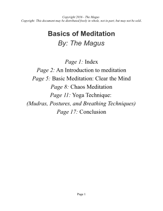 Basics of Meditation