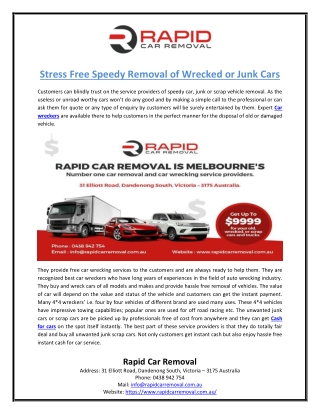 Stress Free Speedy Removal of Wrecked or Junk Cars