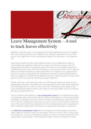 Leave Management System – A tool to track leaves effectively