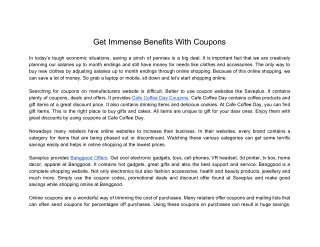 Get Immense Benefits With Coupons