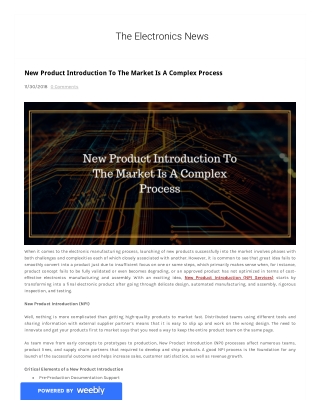 New Product Introduction (NPI Services) starts by transforming into a final electronic product after going through delic