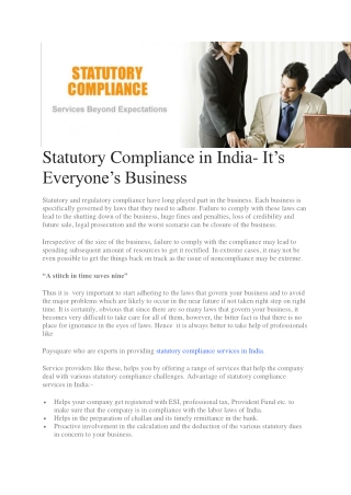 Statutory Compliance in India- It’s Everyone’s Business