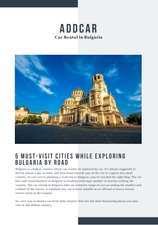 addCar: 5 Must-Visit Cities While Exploring Bulgaria By Road
