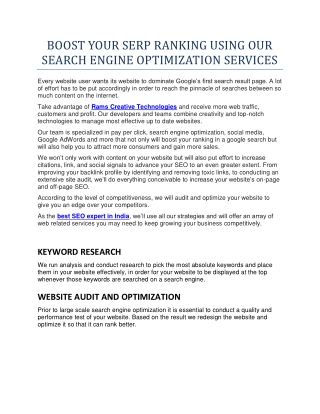 Search Engine Optimization Services