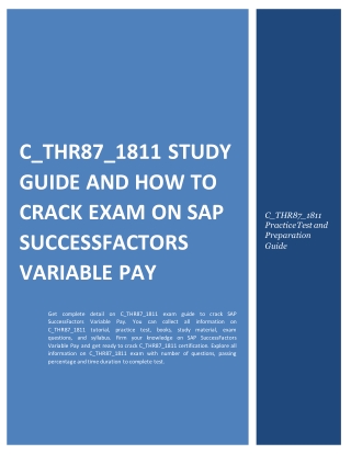 C_THR87_1811 Study Guide and How to Crack Exam on SAP SuccessFactors Variable Pay