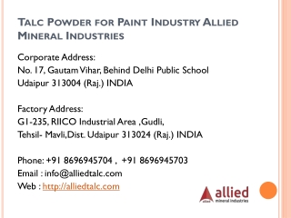 Talc Powder for Paint Industry Allied Mineral Industries