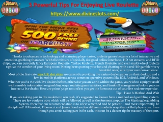 5 Powerful Tips For Enjoying Live Roulette
