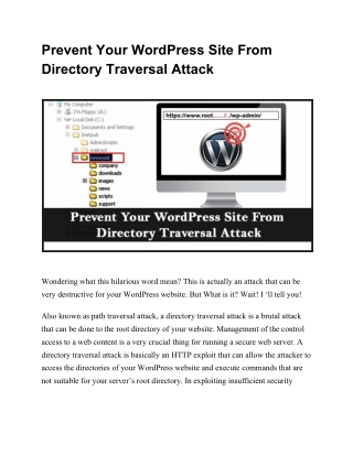 Prevent Your WordPress Site From Directory Traversal Attack