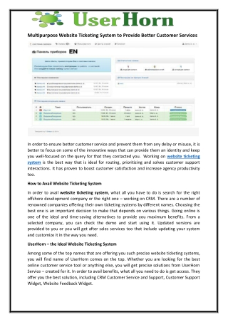 Multipurpose Website Ticketing System to Provide Better Customer Services