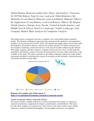 Global Battery Materials market Size, Share, and Analysis – Forecasts To 2025