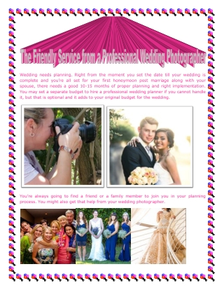 The Friendly Service from a Professional Wedding Photographer