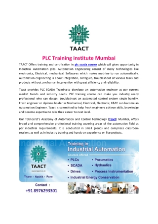 PLC Training institute Mumbai