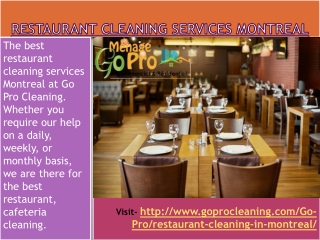 Restaurant Cleaning Services Montreal