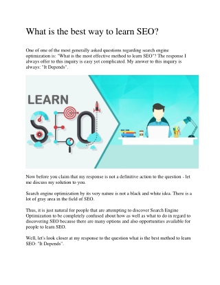 What is the best way to Learn SEO ?