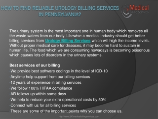 How To Find Reliable Urology Billing Services In Pennsylvania?
