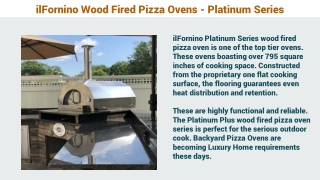 ilFornino Wood Fired Pizza Ovens - Platinum Series