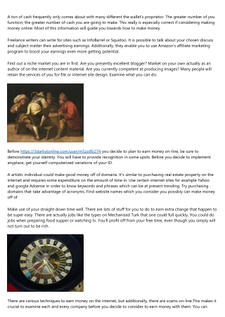 In Search Of Info On Generating An Income Online Implies Looking At This Article
