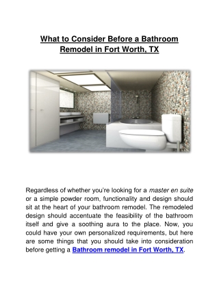 What to Consider Before a Bathroom Remodel in Fort Worth, TX