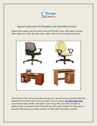 Improve Productivity in the Workplace with Good Office Furniture
