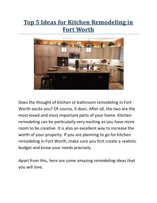 Find The Best Kitchen Remodeling Services In Fort Worth Online