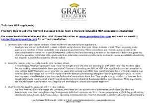 Grace Education's 5 Tips to Get Into HBS