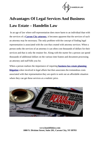 Advantages Of Legal Services And Business Law Estate – Handelin Law