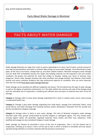 Facts About Water Damage in Montreal