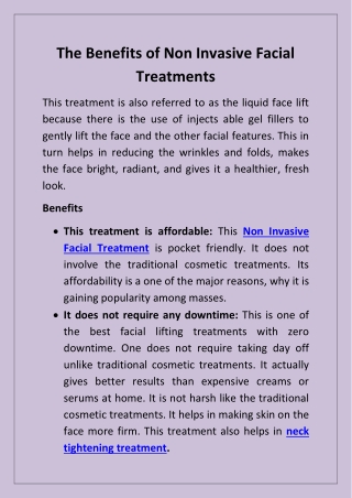 The Benefits of Non Invasive Facial Treatments