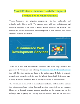 Most Effective eCommerce Web Development Services For an Online Business
