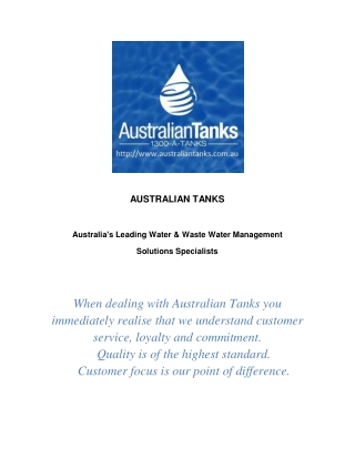 Water Storage Harvesting - Australian Tanks