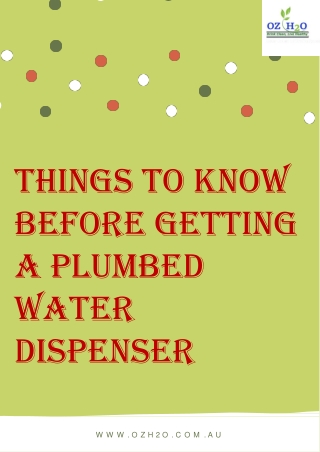 Things to Know Before Getting a Plumbed Water Dispenser