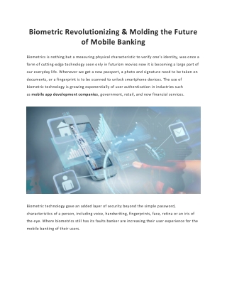 Biometric Revolutionizing & Molding the Future of Mobile Banking