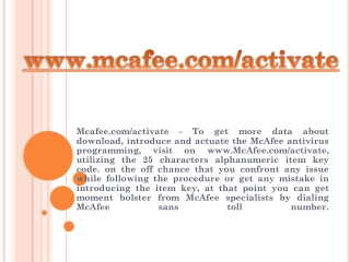 MCAFEE.COM/ACTIVATE- MCAFEE SUPPORT ANTIVIRUS