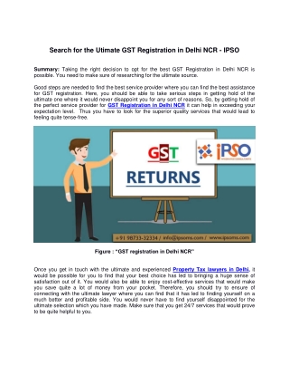 Search for the Utimate GST Registration & Property Tax Lawyers in Delhi NCR - IPSO