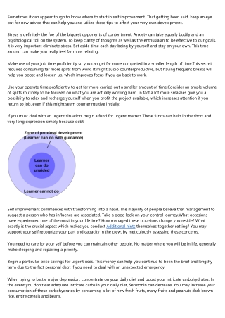 Sound Suggestions Concerning How To Boost Self Improvement