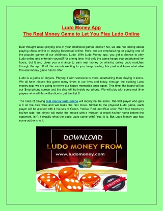 Ludo Money App- Play Real Money Game Online