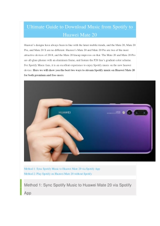 How to Download Music from Spotify to Huawei Mate 20