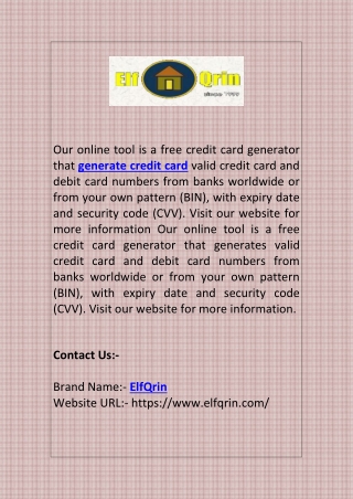 Generate A Credit Card Number | Elfqrin.com