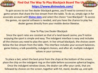 Find Out The Way To Play Blackjack Board The UK
